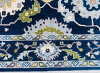 Hand-Knotted Blue Oushak Wool Rug – Persian-Style Oriental Tribal Carpet