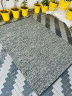 Luxury Handwoven Chunky Wool Rug – Grey Pebble Texture Scandinavian Carpet for Modern Cozy Interiors
