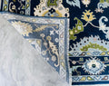 Hand-Knotted Blue Oushak Wool Rug – Persian-Style Oriental Tribal Carpet
