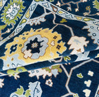 Hand-Knotted Blue Oushak Wool Rug – Persian-Style Oriental Tribal Carpet