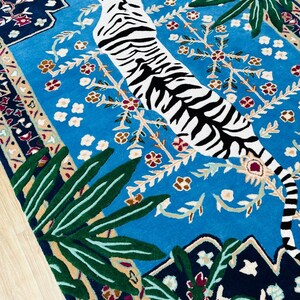 Bengal Majesty – Luxury Hand-Tufted Blue Tiger Area Rug