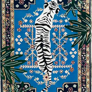 Bengal Majesty – Luxury Hand-Tufted Blue Tiger Area Rug