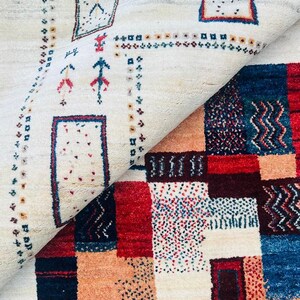 Hand-Knotted Persian Gabbeh Lori Wool Area Rug – Authentic Tribal Artisan Carpet for Luxury Home Décor