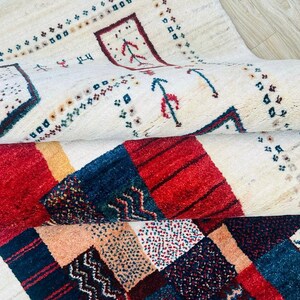 Hand-Knotted Persian Gabbeh Lori Wool Area Rug – Authentic Tribal Artisan Carpet for Luxury Home Décor
