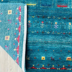 Hand-Knotted Persian Gabbeh Wool Rug – Elegant Teal Blue Tribal Area Rug  for Luxury Home Décor
