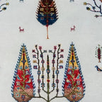 Luxury Hand-Knotted Tree of Life Wool Rug – Elegant Ivory Grey Natural Area Carpet