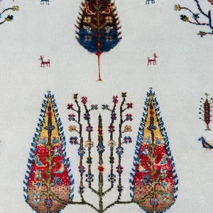 Luxury Hand-Knotted Tree of Life Wool Rug – Elegant Ivory Grey Natural Area Carpet