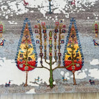 Luxury Hand-Knotted Tree of Life Wool Rug – Elegant Ivory Grey Natural Area Carpet