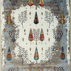 Luxury Hand-Knotted Tree of Life Wool Rug – Elegant Ivory Grey Natural Area Carpet