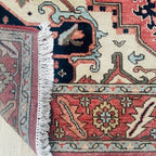 Antique Style Hand-Knotted Persian Serapi Rug – Geometric Medallion Area Carpet