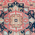 Antique Style Hand-Knotted Persian Serapi Rug – Geometric Medallion Area Carpet