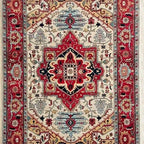 Vintage Persian Style Heriz Rug – Hand-Knotted Rust Wool Serapi Carpet