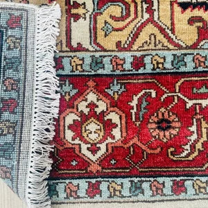 Vintage Persian Style Heriz Rug – Hand-Knotted Rust Wool Serapi Carpet