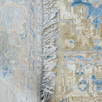 Hand Knotted Wool Serapi Rug – Traditional Blue & Yellow Persian Carpet