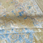 Hand Knotted Wool Serapi Rug – Traditional Blue & Yellow Persian Carpet