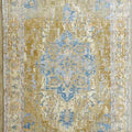 Hand Knotted Wool Serapi Rug – Traditional Blue & Yellow Persian Carpet