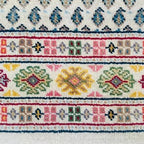 Hand Knotted Afghan Wool Rug – White & Blue Persian Heritage Design Carpet
