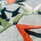 Hand Tufted New Zealand Wool Rug – Modern Grey Tropical Floral Design