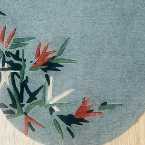 Hand Tufted New Zealand Wool Rug – Modern Grey Tropical Floral Design