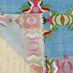 Hand Knotted Oushak Wool Rug – Modern Turkish Vintage Carpet