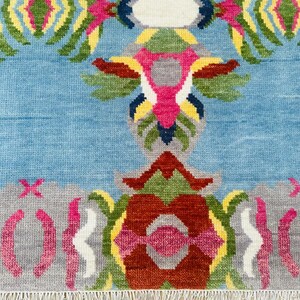 Hand Knotted Oushak Wool Rug – Modern Turkish Vintage Carpet