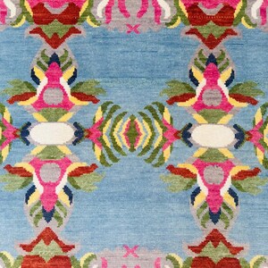 Hand Knotted Oushak Wool Rug – Modern Turkish Vintage Carpet