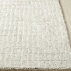 Hand Tufted Ivory Grid Pattern Rug
