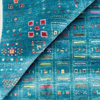 Hand-Knotted Persian Gabbeh Wool Rug – Elegant Teal Blue Tribal Area Rug  for Luxury Home Décor