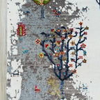 Luxury Hand-Knotted Tree of Life Wool Rug – Elegant Ivory Grey Natural Area Carpet