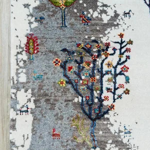 Luxury Hand-Knotted Tree of Life Wool Rug – Elegant Ivory Grey Natural Area Carpet