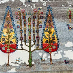 Luxury Hand-Knotted Tree of Life Wool Rug – Elegant Ivory Grey Natural Area Carpet
