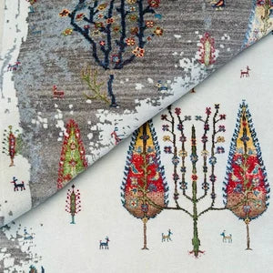 Luxury Hand-Knotted Tree of Life Wool Rug – Elegant Ivory Grey Natural Area Carpet