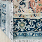 Luxury Hand-Knotted Heriz Serapi Rug – Elegant Blue & Ivory Persian Wool Carpet