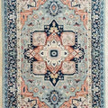 Luxury Hand-Knotted Heriz Serapi Rug – Elegant Blue & Ivory Persian Wool Carpet