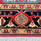 Hand-Knotted Heriz Serapi Rug – Red & Navy Persian Medallion Carpet