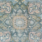 Traditional Hand-Knotted Wool Rug with Vintage Heriz Medallion – Soft Blue & Ivory Geometric Design