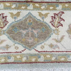 Traditional Hand Knotted Wool Rug – Soft Blue & Ivory Floral Medallion Vintage Style Carpet