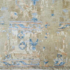 Hand Knotted Wool Serapi Rug – Traditional Blue & Yellow Persian Carpet