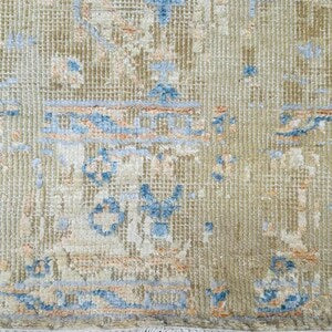 Hand Knotted Wool Serapi Rug – Traditional Blue & Yellow Persian Carpet