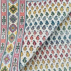 Hand Knotted Afghan Wool Rug – White & Blue Persian Heritage Design Carpet