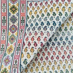 Hand Knotted Afghan Wool Rug – White & Blue Persian Heritage Design Carpet