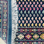 Hand Knotted Afghan Wool Rug – White & Blue Persian Heritage Design Carpet