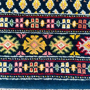 Hand Knotted Afghan Wool Rug – White & Blue Persian Heritage Design Carpet