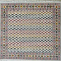 Hand Knotted Afghan Wool Rug – White & Blue Persian Heritage Design Carpet