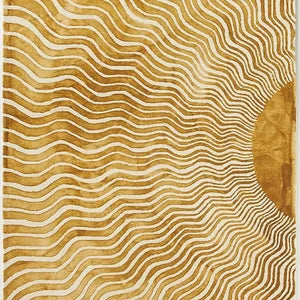 Golden Brown Sunburst Hand-Tufted Modern Abstract Rug