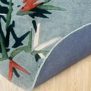 Hand Tufted New Zealand Wool Rug – Modern Grey Tropical Floral Design