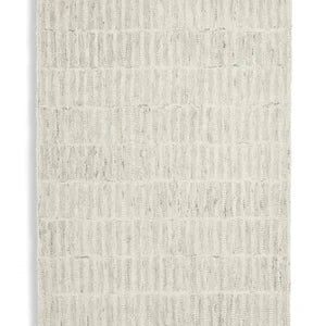 Hand Tufted Ivory Grid Pattern Rug