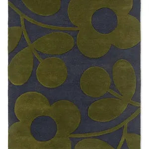 Sprig Stem Marine Floral Rug – Navy & Green Hand-Tufted Carpet