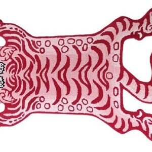 Pink Red Tibetan Tiger Hand Tufted Rug