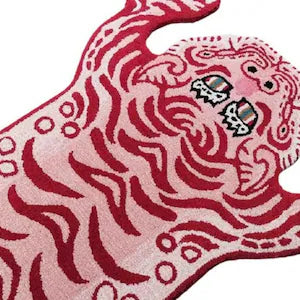Pink Red Tibetan Tiger Hand Tufted Rug
